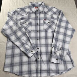 Wrangler Plaid Button Up Shirt Western Style Long Sleeve Mens XL